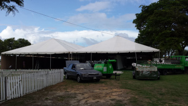 Rent-A-Tent was constructing one of the larger pavilions that will have the capacity to house some 70 booths. 