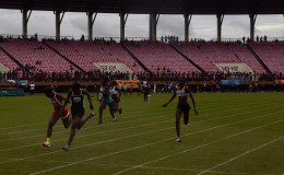  Record breaker, Kenisha Phillips, seen here winning the 100m girls under-16 final. With the win in 12.0s, Phillips became the fastest female student athlete in local history.
