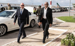 President of Guyana, David Granger (right) arriving in Malta for the Heads of Government Meeting. (Photo via GINA)