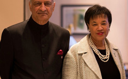 Commonwealth Secretary-General Designate Baroness Patricia Scotland with her predecessor Kamalesh Sharma