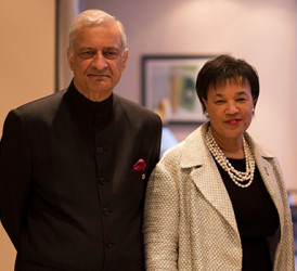 Commonwealth Secretary-General Designate Baroness Patricia Scotland with her predecessor Kamalesh Sharma