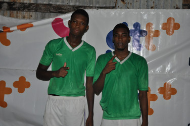 Milerock goal scorers from left to right, Troy Lewis and Clarence Huggin 