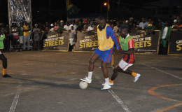  Part of the action from the earlier group stage round in the Guinness Greatest of the Streets Georgetown Championship at the National Cultural Centre tarmac on Mandela Avenue