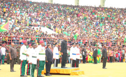 A scene from President David Granger’s inauguration at the National Stadium (Stabroek News file photo)