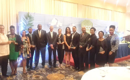 In photo, the winners along with Minister of Business Dominic Gaskin (8th from right) and President of GCCI Lance Hinds (9th from right). 