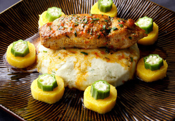 Fish in Sambal Sauce with Mashed Sweet Potatoes (Photo by Cynthia Nelson)