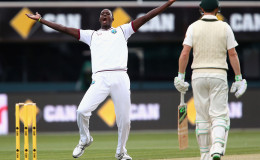 West Indies Captain Jason Holder appeals unsuccessfully during the First Test match between Australia and the West Indies in Hobart, Australia. (Cricket Australia photo)