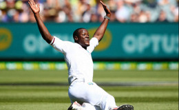 Carlos Brathwaite of the West Indies celebrates after taking the wicket of David Warner of Australia during day three of the Second Test match between Australia and the West Indies at the Melbourne Cricket Ground yesterday. (Photo courtesy WICB website)