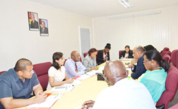 The meeting of the new Guyana Gold Board yesterday (Ministry of the Presidency photo)