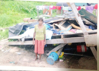  Sandra standing next to what remained of her house   