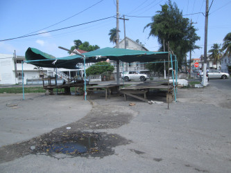 One of several stalls along the Merriman Mall between Orange Walk and Cummings Street where the Mayor and City Council of Georgetown has suspended vending operations. (Photo courtesy of the Mayor and City Council.)