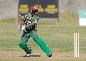 Opener Devon Smith cuts en route to his top score of 91 for Windward Islands Volcanoes in the Regional Super50 here Thursday. (Photo courtesy WICB Media) 