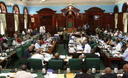 Parliament in session again yesterday: There were long delays and fierce exchanges. (Keno George photo)
