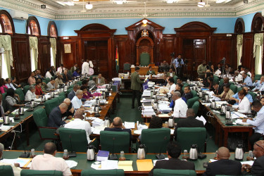 Parliament in session again yesterday: There were long delays and fierce exchanges. (Keno George photo) 