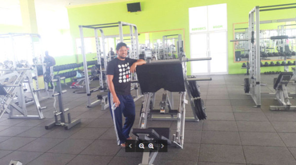 Ramnaresh Sarwan displays the interior of his new gym. (Clifton Ross photo) 