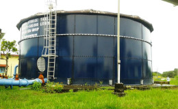 The storage tank at the Bartica Water Treatment Facility (GWI photo)
