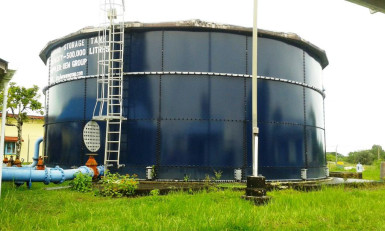 The storage tank at the Bartica Water Treatment Facility (GWI photo) 