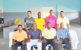 Members of the DCUSA executive sitting from left Gyanand Sukhdeo, President Shannon Crawford, Nolan Hawke and Edward Nicholls. Standing from left are Javed Persaud, Joseph Jeffery, Arleigh Rutherford and Zaheer Mohamed.

