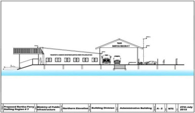 A blue print of the redesigned Bartica stelling (Via GINA)