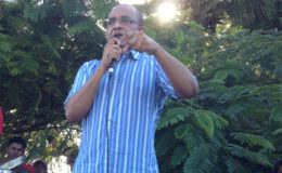 Opposition Leader Bharrat Jagdeo addressing the audience 
 
