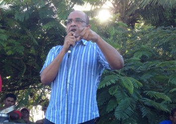 Opposition Leader Bharrat Jagdeo addressing the audience 
 
