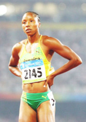 Jamaican sprinter Sherone Simpson 
