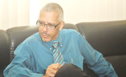 Minister of Business Dominic Gaskin speaking with the Stabroek Business on Wednesday.
