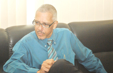Minister of Business Dominic Gaskin speaking with the Stabroek Business on Wednesday. 