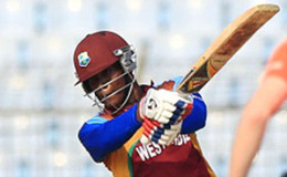 Keemo Paul goes on the attack during his top score of 65 for West Indies Under-19s yesterday. (Photo courtesy ICC)

