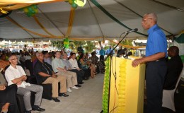 President David Granger speaking at the commissioning. (Ministry of the Presidency photo)