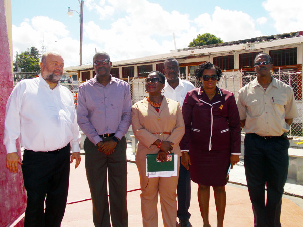 Minister of Public Infrastructure,  David Patterson (second left) and Minister within the Ministry, Honourable Annette Ferguson (second right) with United States Ambassador to Guyana, Perry Holloway (left) following the tour of the Georgetown Lighthouse. Officials from the Maritime Administration Department (MARAD), including Director General Claudette Rogers (third left) were also present. (Ministry of Public Infrastructure photo)