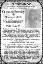 Celestine Eversley aka Mummy Celeste