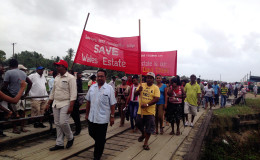 GAWU officials and workers marching yesterday