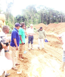 Government officials and miners at the scene of last May’s multiple fatality mining accident at Mahdia