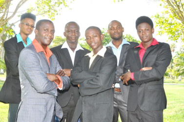 From left Denzel Bagot, Desmon Thompson, Eusi Harlequin, Edwin Moore and OJ Smith, members of Messengers Music Ministries