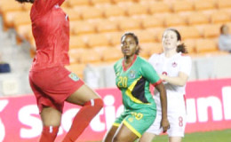 HEROINE! Lady Jaguars goalkeeper Chantelle Sandiford produced a number of outstanding saves yesterday to help the team defeat Guatemala and move a step closer to a semi-final berth.
