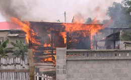 Basmattie Vevacanand’s home on fire yesterday