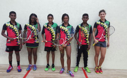 The members of the Guyana team: from left to right are Daniel Islam, Makeda Harding, Shomari Wiltshire, Larissa Wiltshire, Anthony Islam and Taylor Fernandes.