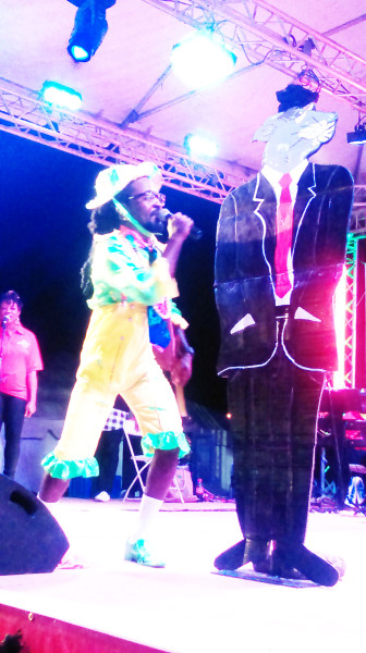 2016 Calypso Monarch Lester ‘De Professor’ Charles performing his winning song on Friday night at the Demerara Park.