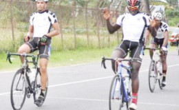 The Team Gillette Evolution (TGE) trio of Raul Leal, Orville Hinds and Marlon Williams (partially hidden) have been dominating the local cycling circuit.