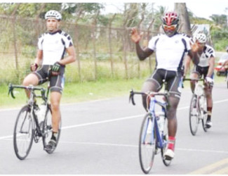 The Team Gillette Evolution (TGE) trio of Raul Leal, Orville Hinds and Marlon Williams (partially hidden) have been dominating the local cycling circuit. 