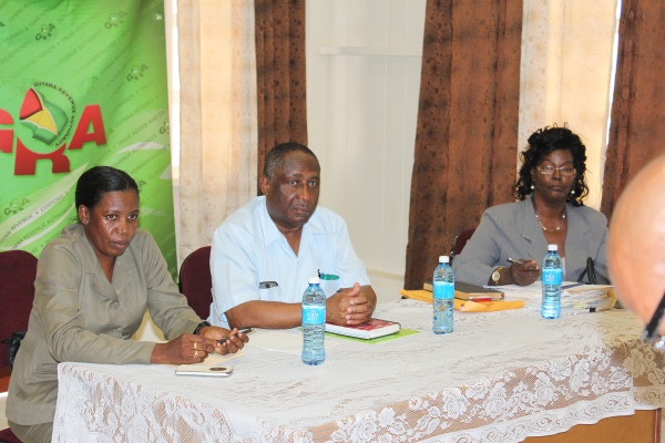 From left: Second Vice President Dawn Gardner, GPSU President Patrick Yarde and Principal Industrial Relations Officer, Patricia Went at the meeting.