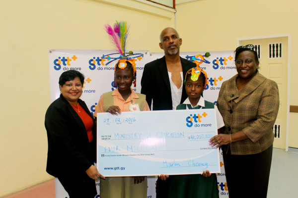 Marketing Manager Anjanie Hackett (left) presenting the cheque