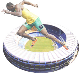  Rainfall is affecting the laying of the synthetic track at the Olympic Stadium in Rio, Brazil where athletes such as Usain Bolt and others are set to compete in the showpiece 100m event. The track and field segment of the games runs from August 12 – 21.