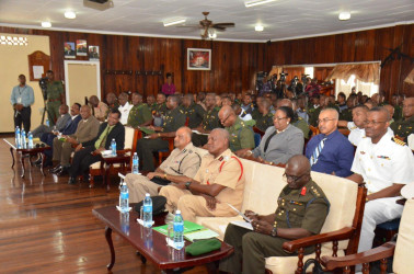 A section of the audience at the opening of the Guyana Defence Force’s Annual Officers’ Conference. (Ministry of the Presidency photo) 