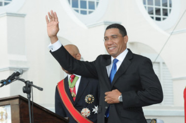 New Jamaican Prime Minister Andrew Holness after he was sworn in yesterday (Jamaica Observer photo)