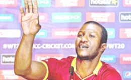 West Indies T20 captain Darren Sammy makes a point during his press conference in Kolkata  yesterday.

