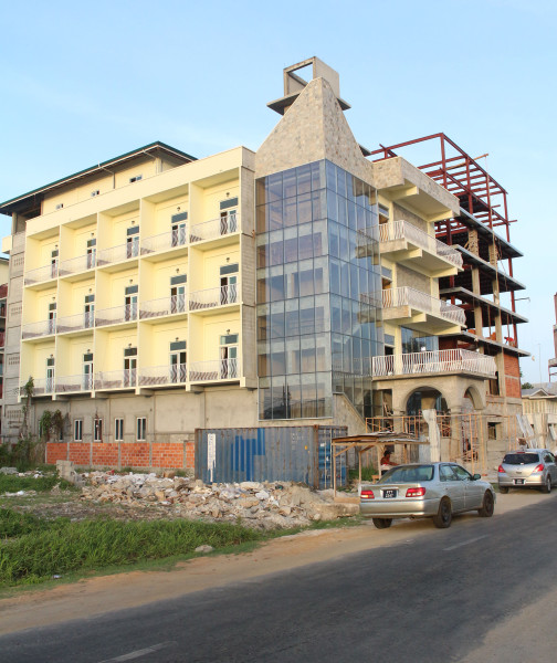 The hotel under construction