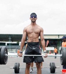 Dillon Mahadeo here dead lifting is now officially the “The Fittest Man in Guyana” after winning the 2016 E-Networks Fitness Challenge at the National Park on Sunday.  