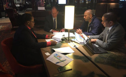 Minister within the Ministry of Natural Resources Simona Broomes in discussion with Richard Spencer, President & CEO of U308 Corp; Shazadh Khan, Country Manager-Guyana of U308 Corp and Trade Commissioner of the Canadian High Commission in Guyana, Anand Harilall last week in Toronto, Canada.